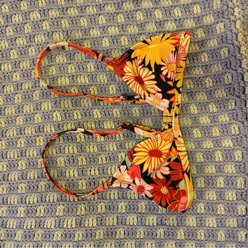 Wild Fable Floral Bikini Top - Red, Yellow, Black